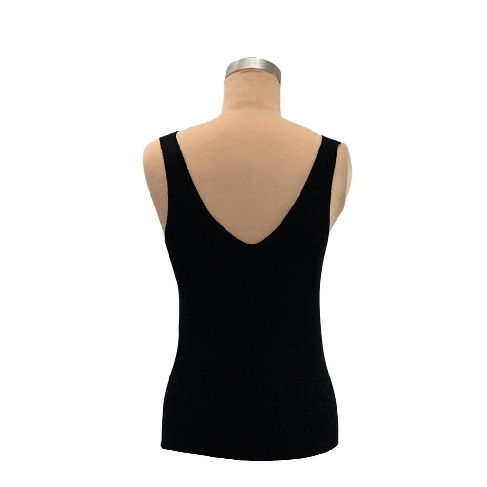 Armani Exchange Sequin Knit Tank Top Black Silver V Neck Party Cocktail Size‎ M